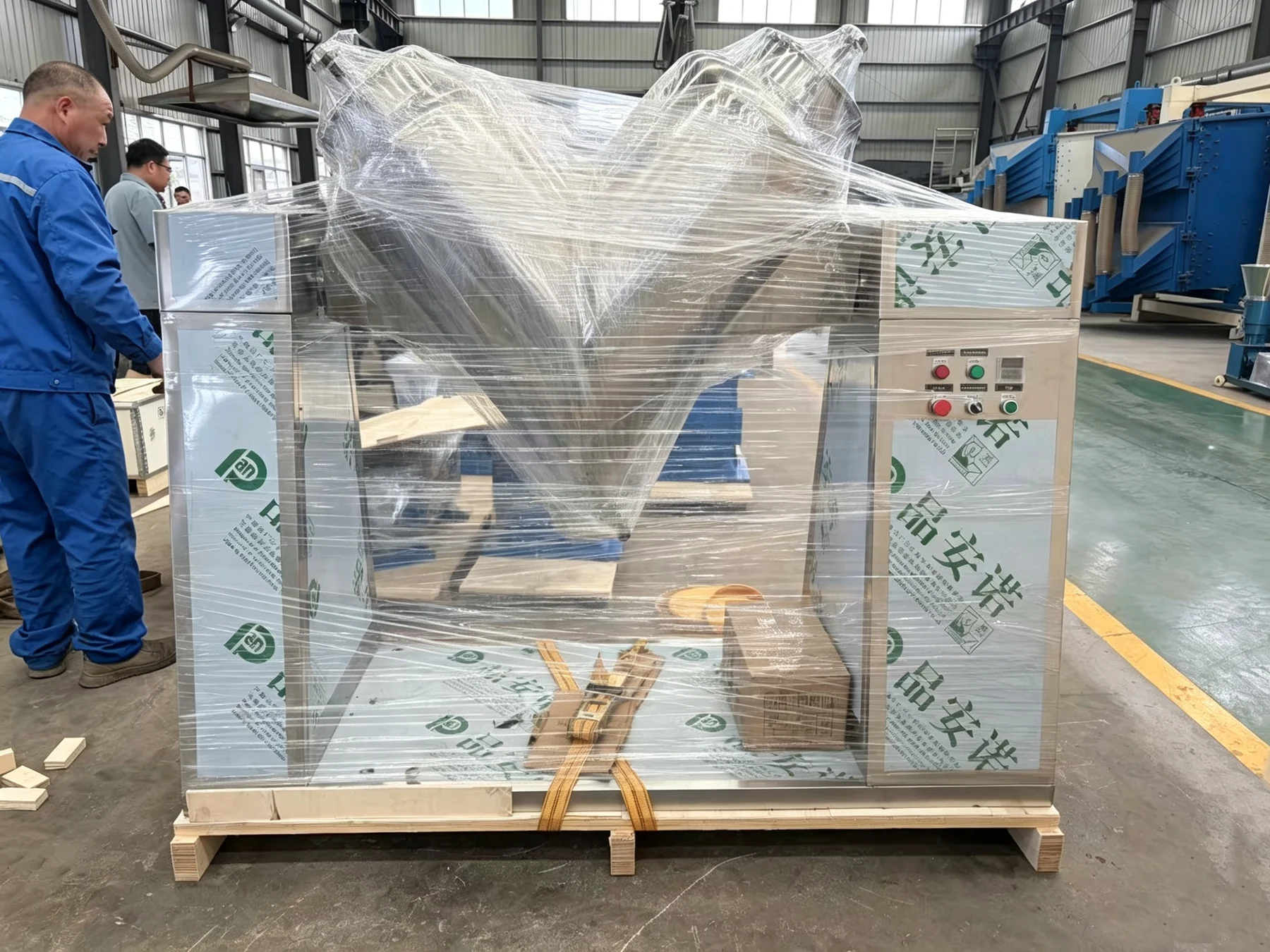 Packed equipment prepared for dispatch