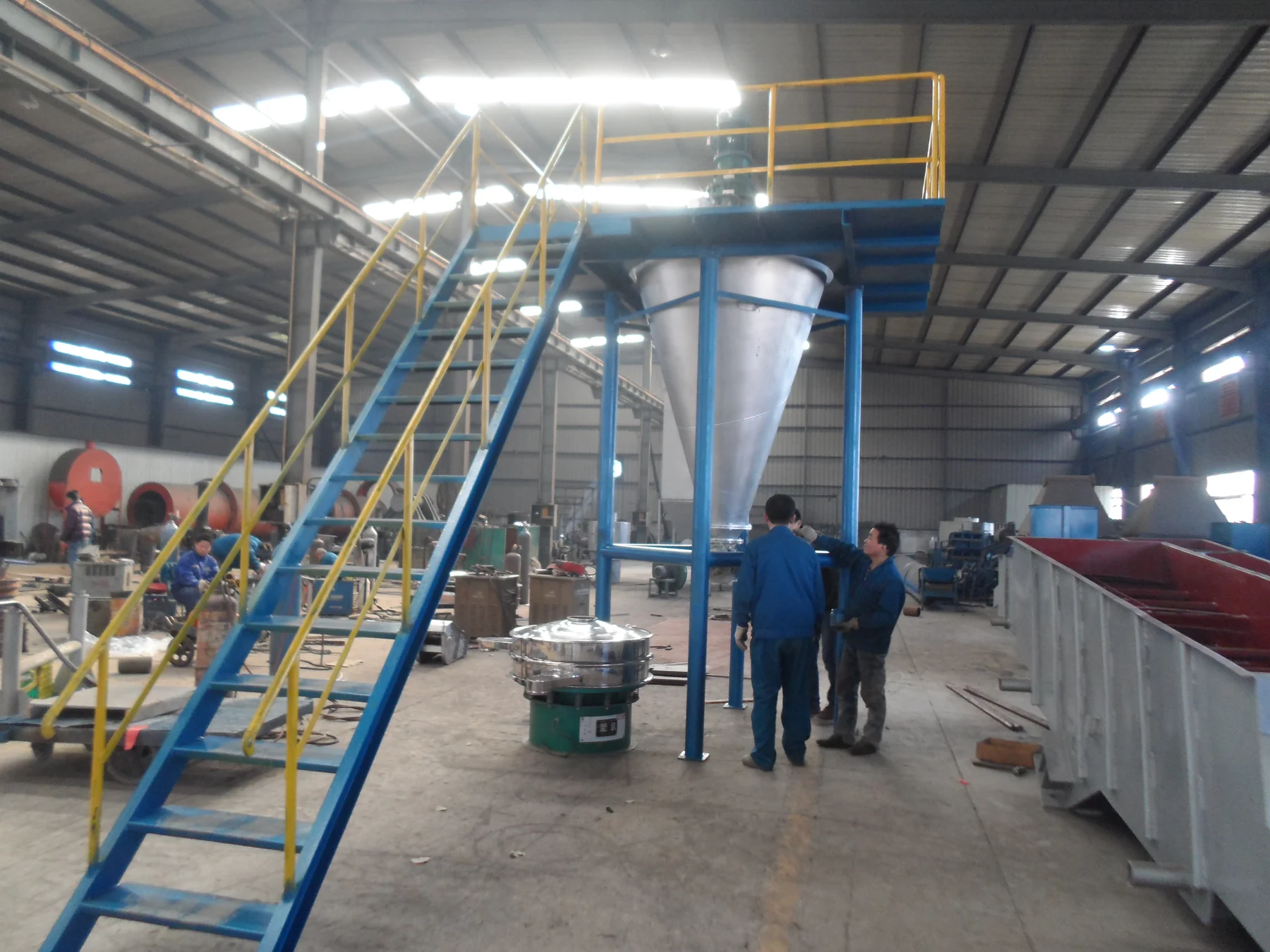 Conical mixing equipment in the workshop